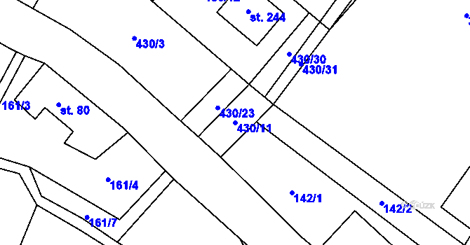 Parcela st. 430/11 v KÚ Vrchovina, Katastrální mapa