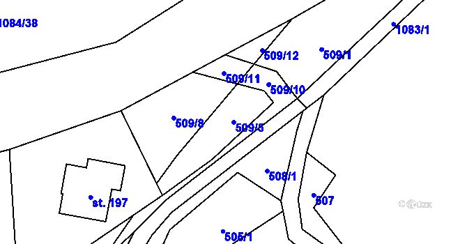 Parcela st. 509/5 v KÚ Vrchovina, Katastrální mapa