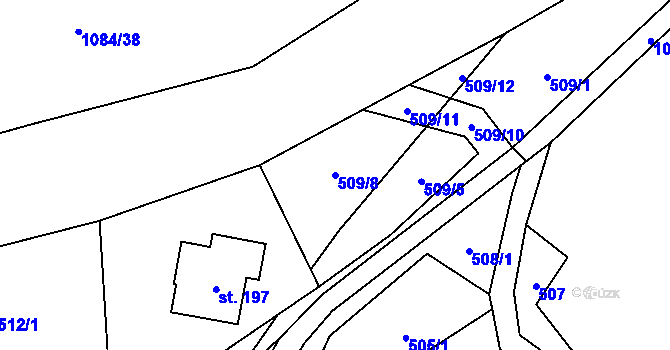 Parcela st. 509/8 v KÚ Vrchovina, Katastrální mapa
