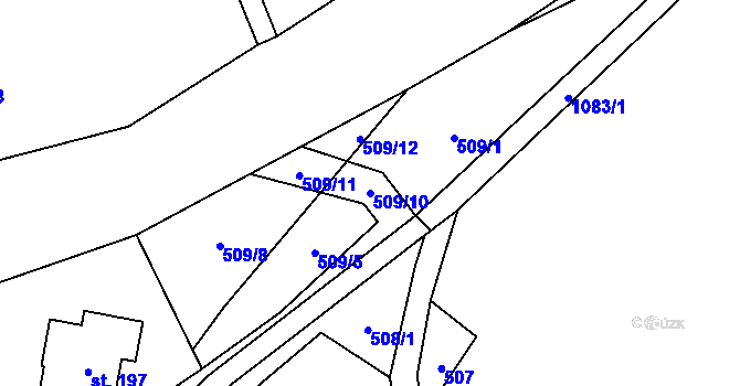 Parcela st. 509/10 v KÚ Vrchovina, Katastrální mapa