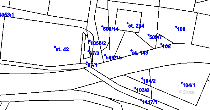Parcela st. 509/15 v KÚ Vrchovina, Katastrální mapa