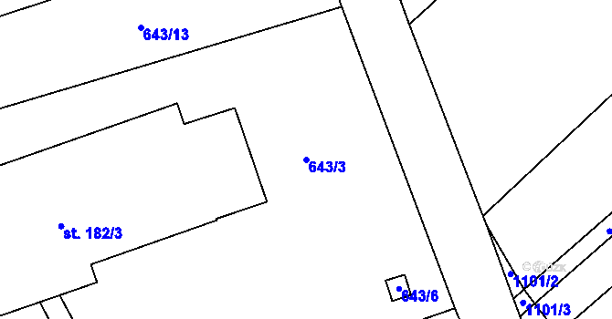 Parcela st. 643/3 v KÚ Vrchovina, Katastrální mapa