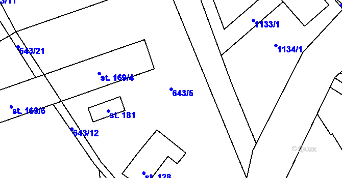 Parcela st. 643/5 v KÚ Vrchovina, Katastrální mapa
