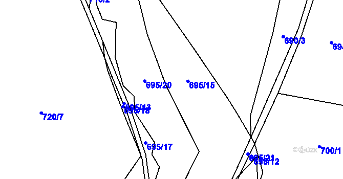 Parcela st. 695 v KÚ Vrchovina, Katastrální mapa