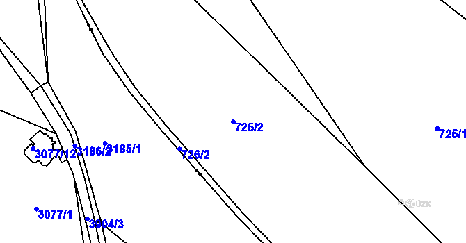 Parcela st. 725/2 v KÚ Vrchovina, Katastrální mapa
