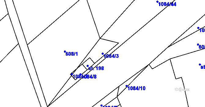 Parcela st. 1084/3 v KÚ Vrchovina, Katastrální mapa