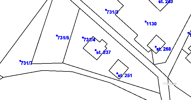 Parcela st. 237 v KÚ Vrchovina, Katastrální mapa