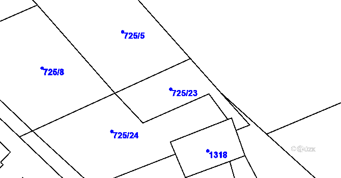 Parcela st. 725/23 v KÚ Vrchovina, Katastrální mapa