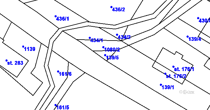 Parcela st. 139/5 v KÚ Vrchovina, Katastrální mapa