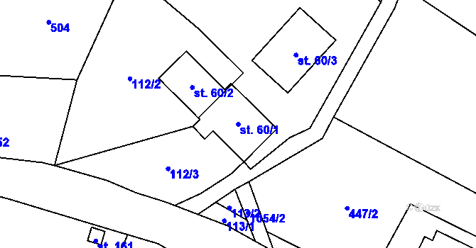 Parcela st. 60/1 v KÚ Vrchovina, Katastrální mapa