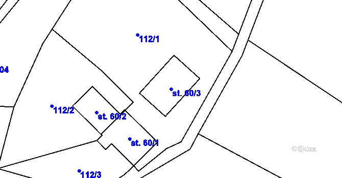 Parcela st. 60/3 v KÚ Vrchovina, Katastrální mapa