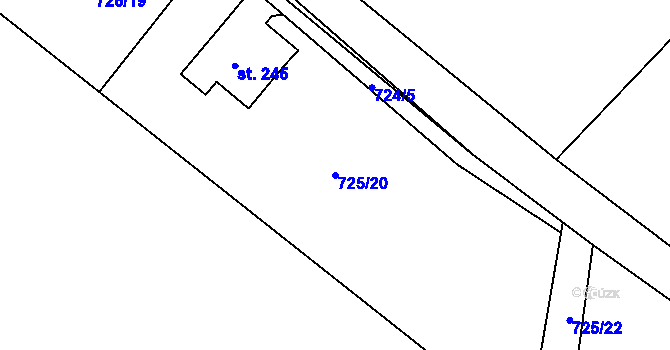 Parcela st. 725/20 v KÚ Vrchovina, Katastrální mapa