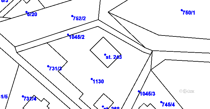Parcela st. 243 v KÚ Vrchovina, Katastrální mapa