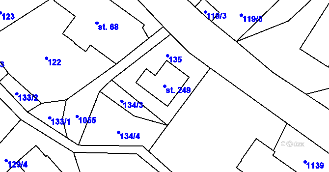 Parcela st. 249 v KÚ Vrchovina, Katastrální mapa