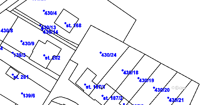 Parcela st. 430/24 v KÚ Vrchovina, Katastrální mapa