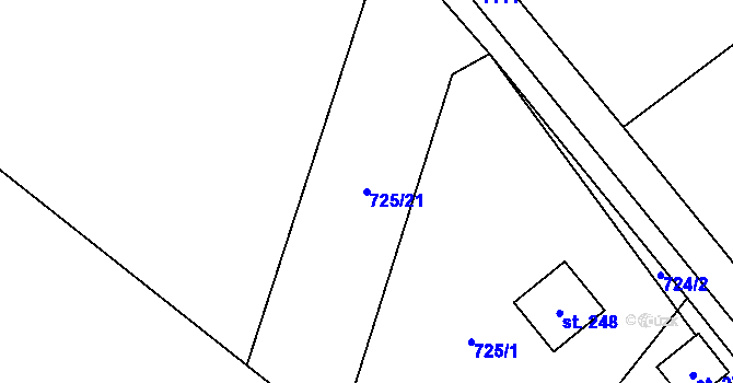 Parcela st. 725/21 v KÚ Vrchovina, Katastrální mapa