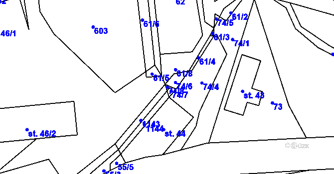 Parcela st. 74/8 v KÚ Vrchovina, Katastrální mapa