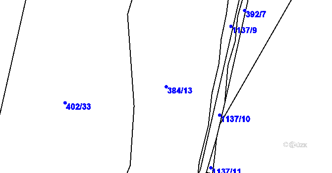 Parcela st. 384/13 v KÚ Vrchovina, Katastrální mapa