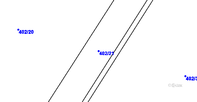 Parcela st. 402/21 v KÚ Vrchovina, Katastrální mapa