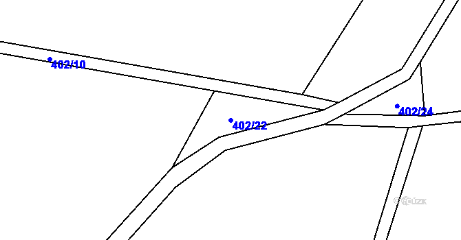 Parcela st. 402/22 v KÚ Vrchovina, Katastrální mapa