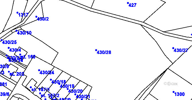Parcela st. 430/28 v KÚ Vrchovina, Katastrální mapa