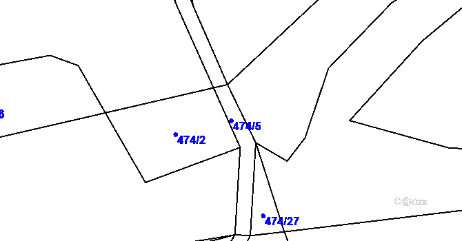 Parcela st. 474/5 v KÚ Vrchovina, Katastrální mapa