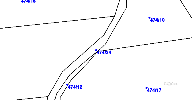 Parcela st. 474/24 v KÚ Vrchovina, Katastrální mapa