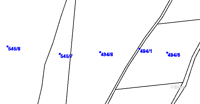 Parcela st. 494/8 v KÚ Vrchovina, Katastrální mapa