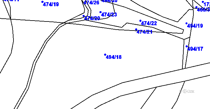 Parcela st. 494/18 v KÚ Vrchovina, Katastrální mapa