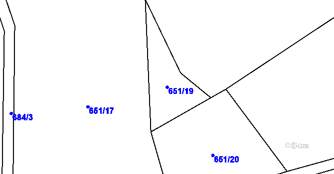 Parcela st. 651/19 v KÚ Vrchovina, Katastrální mapa