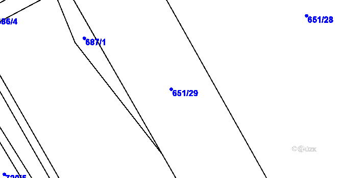 Parcela st. 651/29 v KÚ Vrchovina, Katastrální mapa