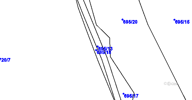 Parcela st. 695/18 v KÚ Vrchovina, Katastrální mapa