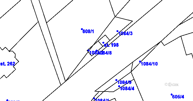 Parcela st. 1084/8 v KÚ Vrchovina, Katastrální mapa