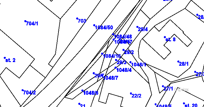 Parcela st. 1084/16 v KÚ Vrchovina, Katastrální mapa