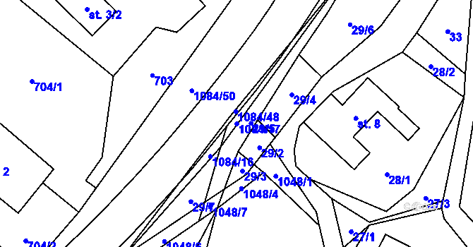Parcela st. 1084/17 v KÚ Vrchovina, Katastrální mapa