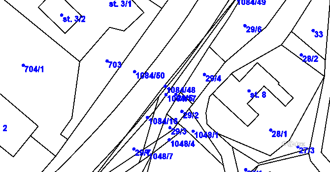Parcela st. 1084/48 v KÚ Vrchovina, Katastrální mapa