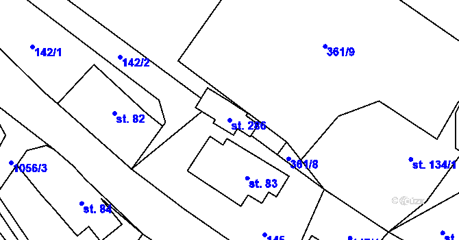Parcela st. 286 v KÚ Vrchovina, Katastrální mapa
