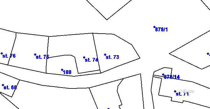 Parcela st. 73 v KÚ Vrchoviny, Katastrální mapa