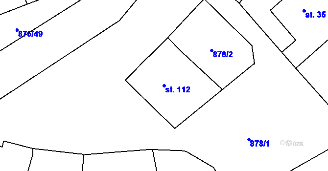 Parcela st. 112 v KÚ Vrchoviny, Katastrální mapa