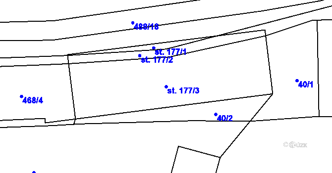 Parcela st. 177/3 v KÚ Vrchoviny, Katastrální mapa