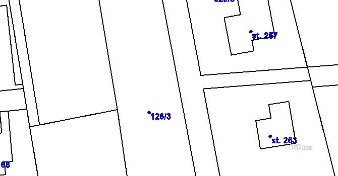 Parcela st. 126/4 v KÚ Vrchoviny, Katastrální mapa