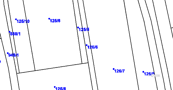 Parcela st. 126/6 v KÚ Vrchoviny, Katastrální mapa