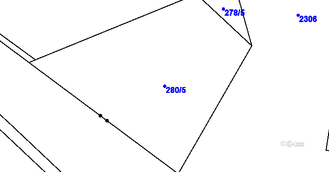 Parcela st. 280/5 v KÚ Vrchoviny, Katastrální mapa