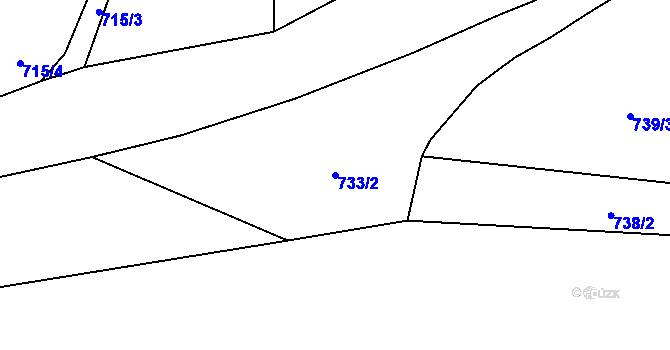 Parcela st. 733/2 v KÚ Vrchoviny, Katastrální mapa