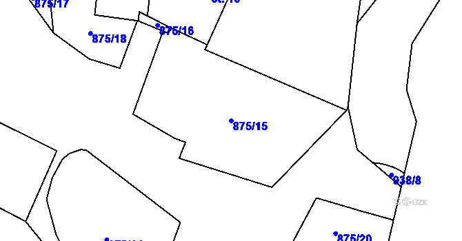 Parcela st. 875/15 v KÚ Vrchoviny, Katastrální mapa