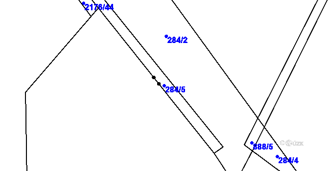 Parcela st. 284/5 v KÚ Vrchoviny, Katastrální mapa