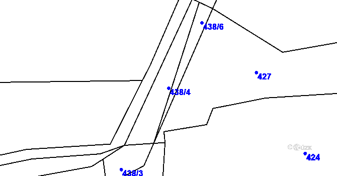 Parcela st. 438/4 v KÚ Vrchoviny, Katastrální mapa