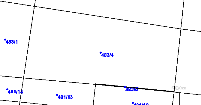 Parcela st. 483/4 v KÚ Vrchoviny, Katastrální mapa