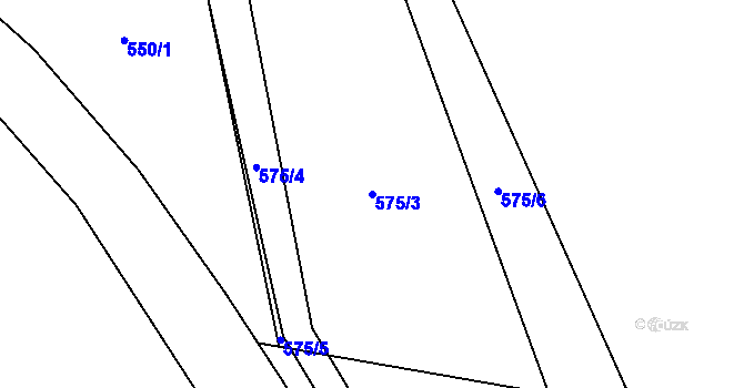 Parcela st. 575/3 v KÚ Vrchoviny, Katastrální mapa