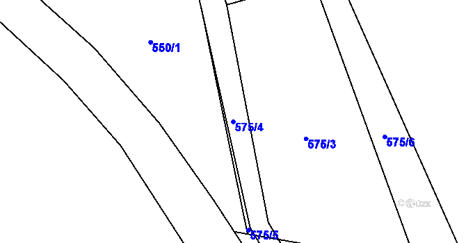 Parcela st. 575/4 v KÚ Vrchoviny, Katastrální mapa
